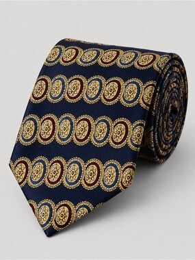 Bravini Silk Tie Quiet Luxury‎ Old Money Geometric Blue Gold Made in USA …